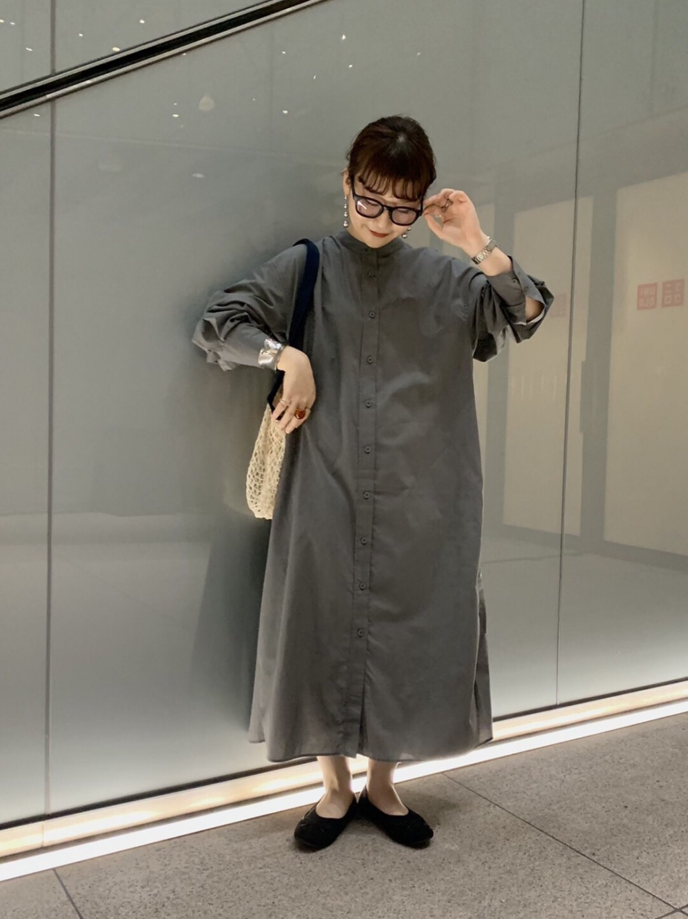 美品 ichi シャツワンピース ロング丈 ボリューム ギャザー コットン ic-210417_s1.jpg