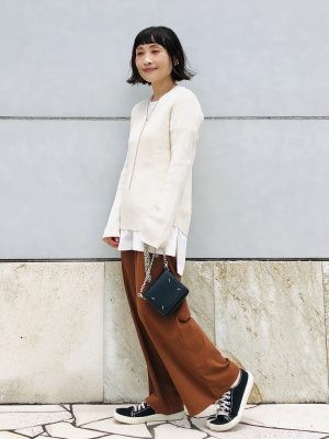 mame - MameSleevelessJerseyTop brown サイズ1 Uniqlo BROWN 3XL Sheer Sleeveless Top / Mame Kurogouchi