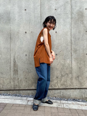 Mame Kurogouchi AIRism Cotton Oversized Sleeveless T-Shirt