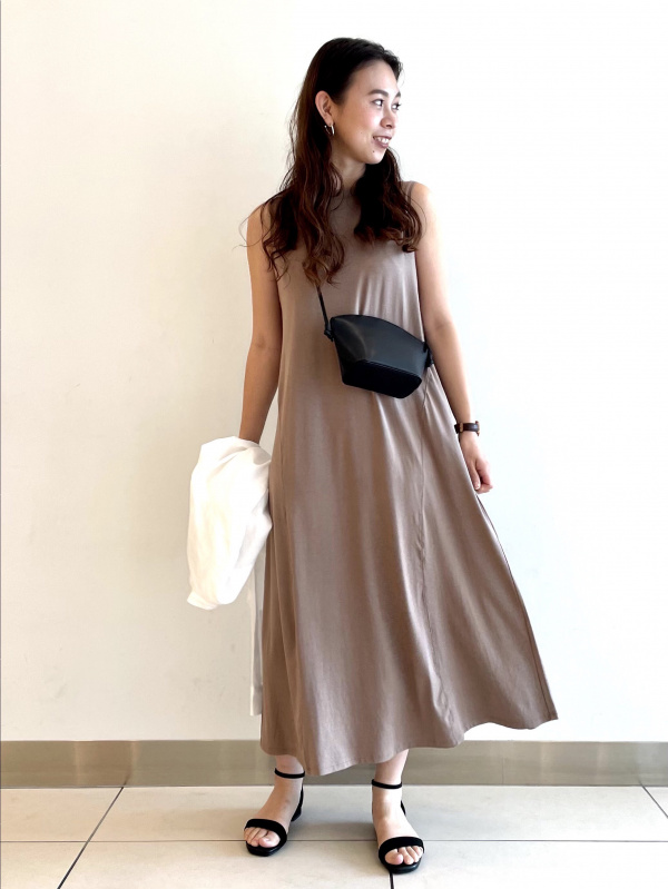 ロングフレアワンピース（ノースリーブ）、リネンブレンドロングシャツ
