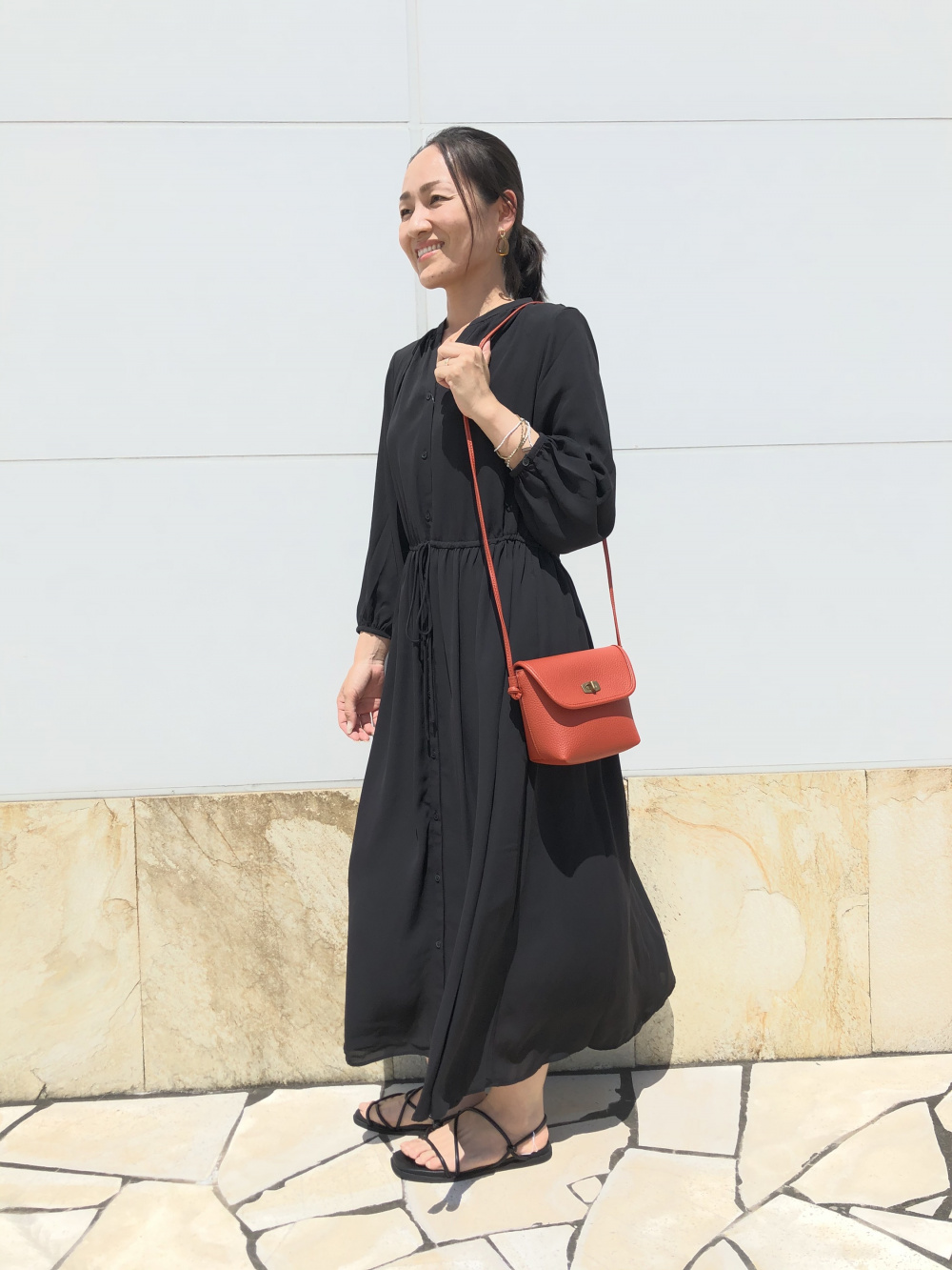 Check styling ideas for「Smooth Cotton French Sleeve Long Dress