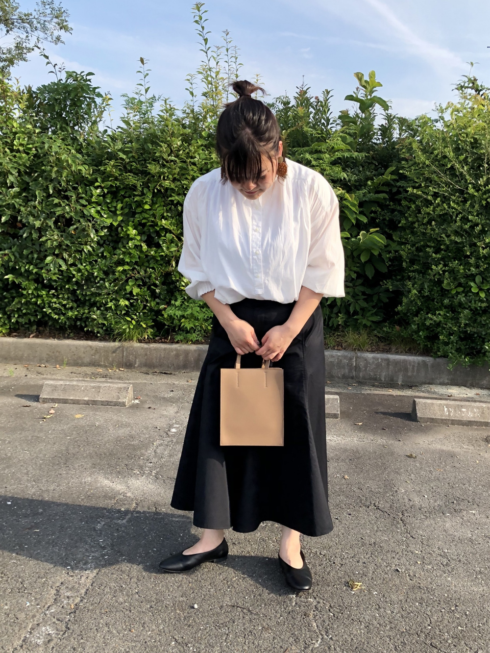 K.Kページ Check styling ideas for「U Cotton Twill Flared Skirt