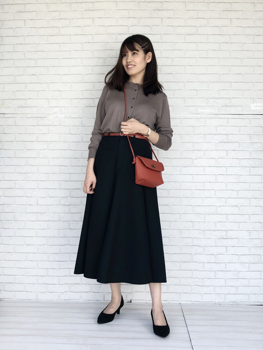 K.Kページ Check styling ideas for「U Cotton Twill Flared Skirt