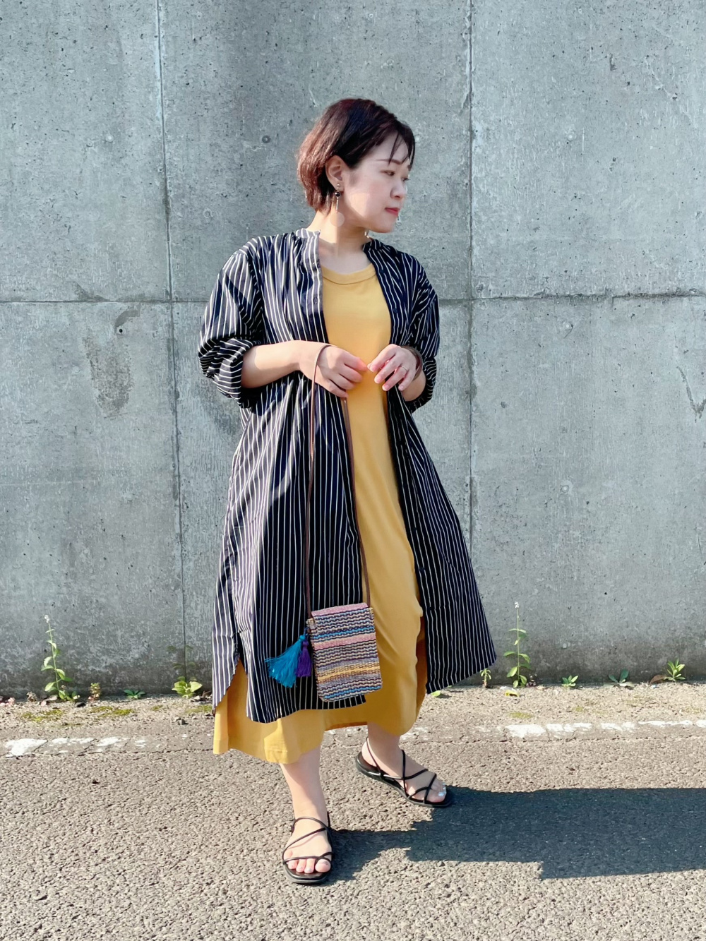 エアリズムコットンAラインロングワンピース（半袖）、エアリズムUV