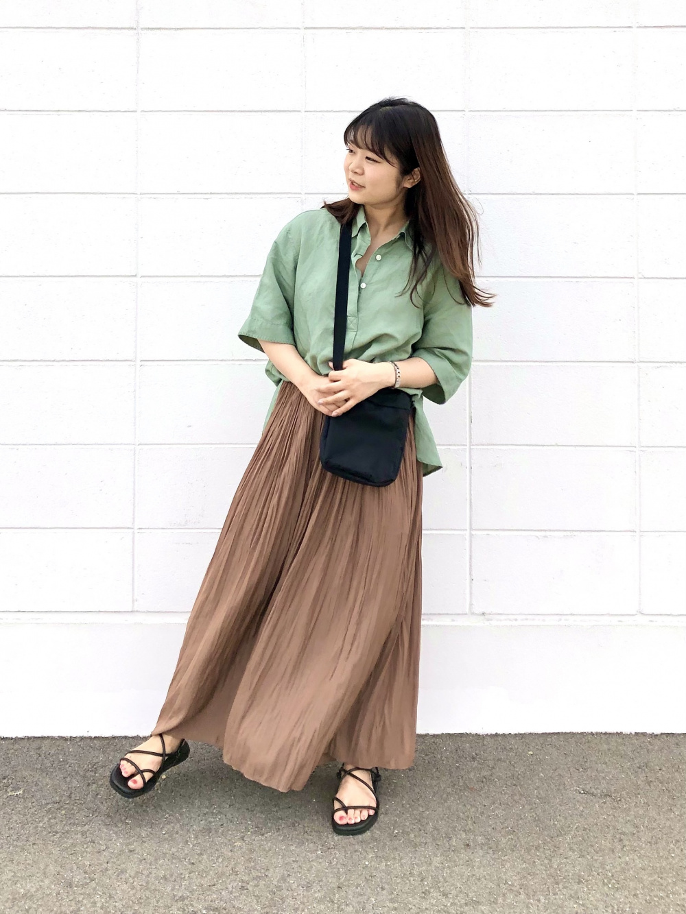 Check styling ideas for「U Cotton Twill Flared Skirt、Knit Lace Up