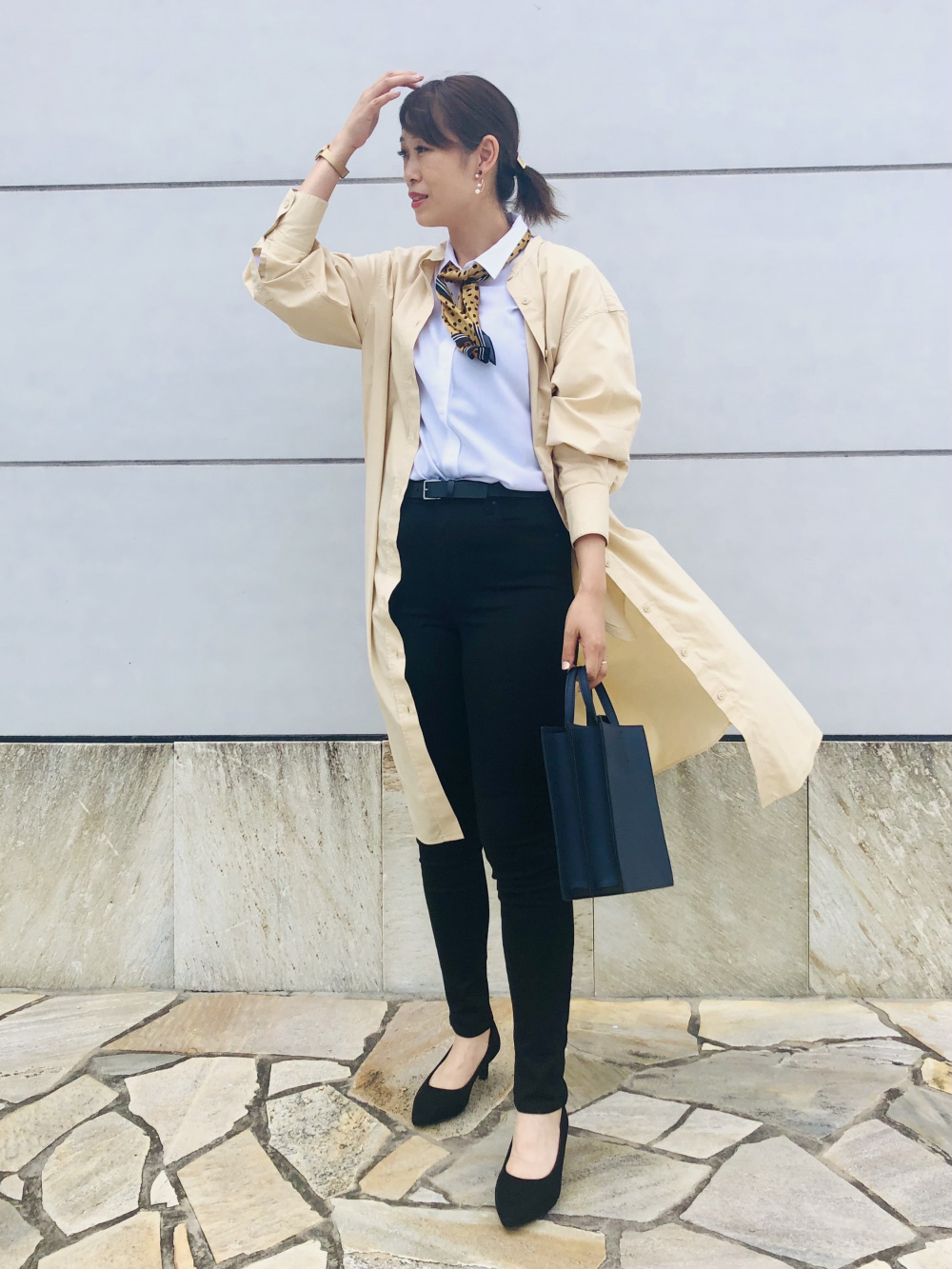 Check styling ideas for「Rayon Long-Sleeve Blouse、Straight High