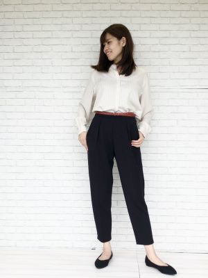 音夜 ユニクロ公式 | レーヨンストライプリラックスブラウス（長袖）