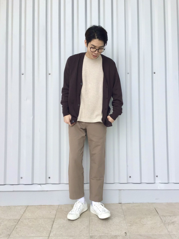 ワッフルクルーネックT（長袖）（メンズ）の着用コーディネート一覧