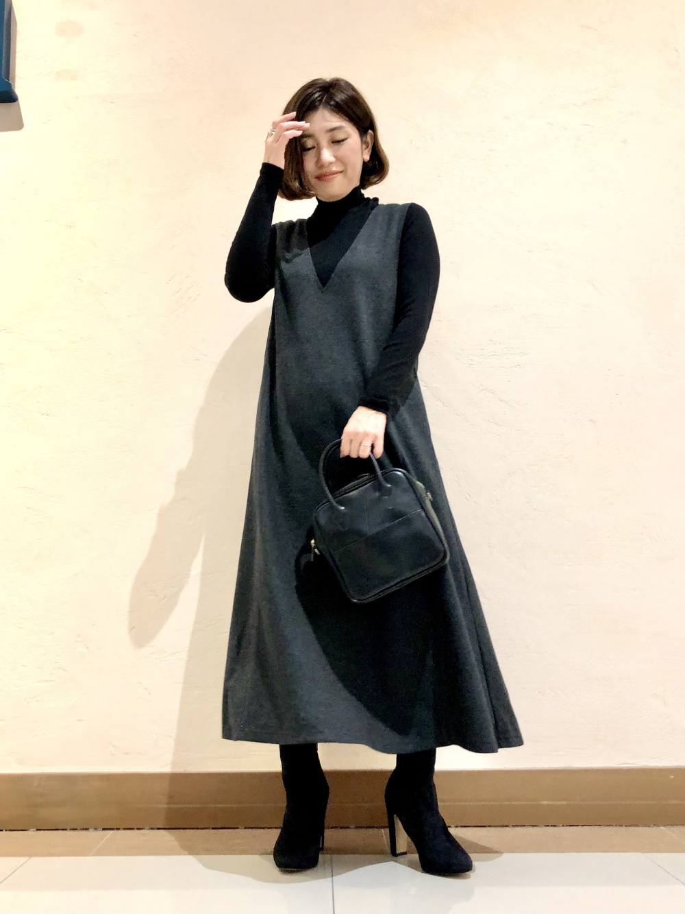 リブハイネックT（長袖）」の着用コーディネート| ユニクロ公式 