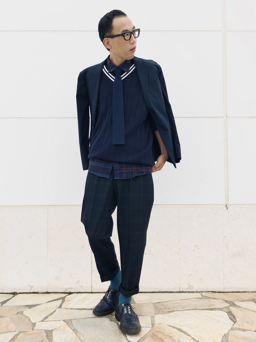 ユニクロ　感動ジャケット　パンツ　セット　コットンライク　ネイビー UNIQLO✨感動ジャケット 感動パンツ コットンライク