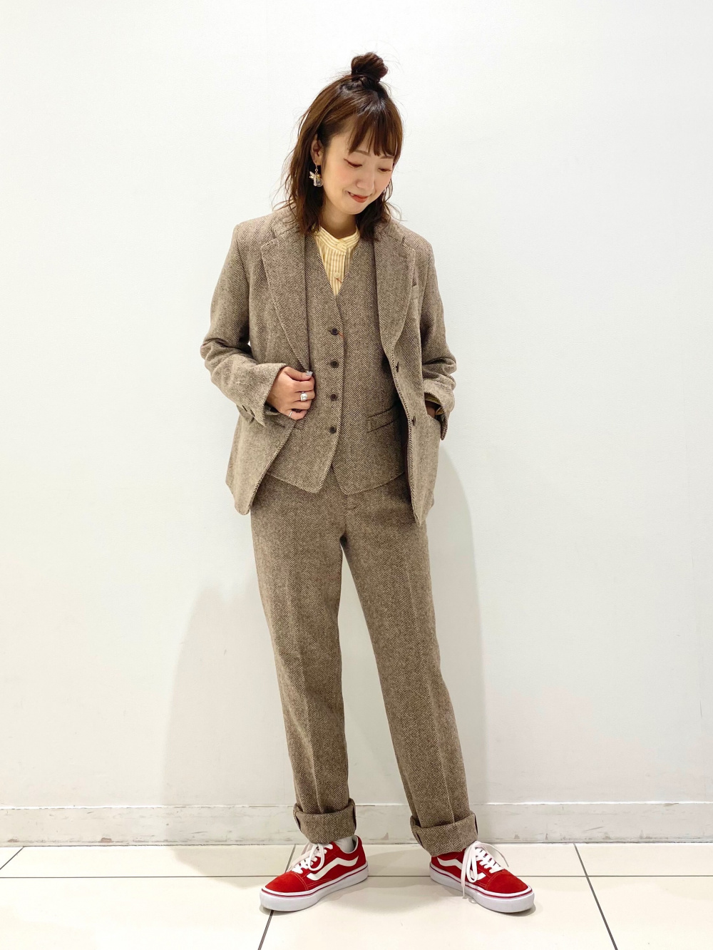 大人気UNIQLO×イネス ツイードジャケットS 公式スタイリング