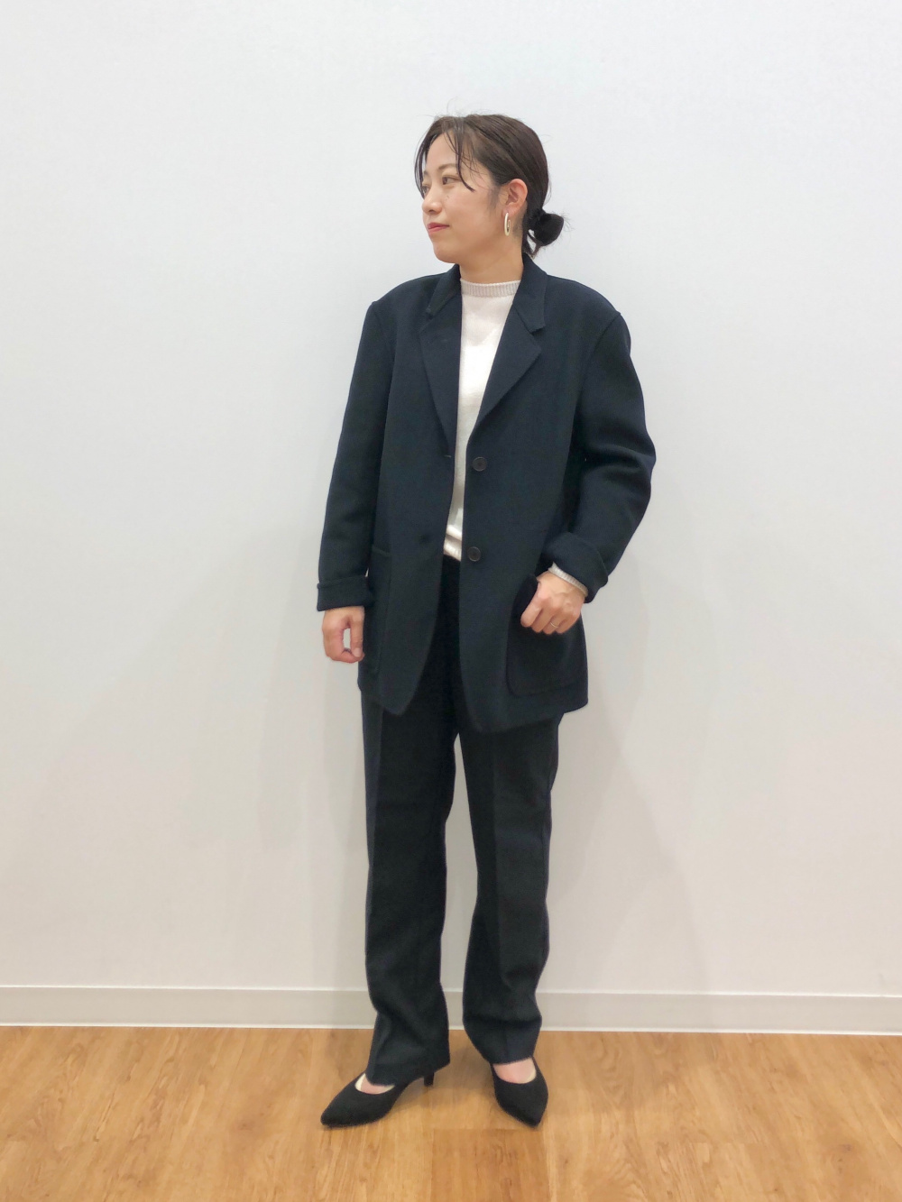 ウールブレンドジャケット セットアップ可能、ワイドフィット