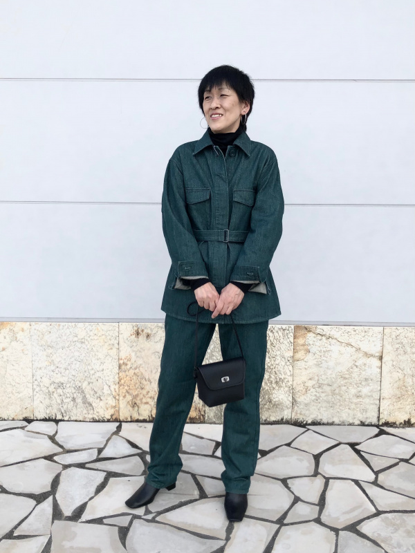 UNIQLO ユニクロ　ダークグリーン デニムジャケット & パンツ セット 公式スタイリング | ユニクロ公式