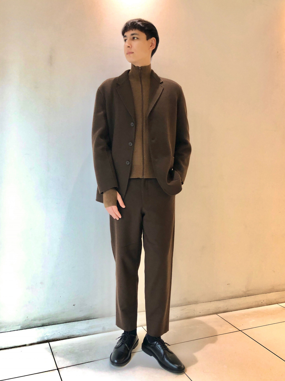 UNIQLO ウールブレンドテーラードジャケット ダークブラウン - 通販