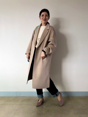 希少✨【マックス＆コー】ダブルフェイスチェスターロングコート マルチカラー 36 Loose チェスターコート コート ベーシック メルトンダブル