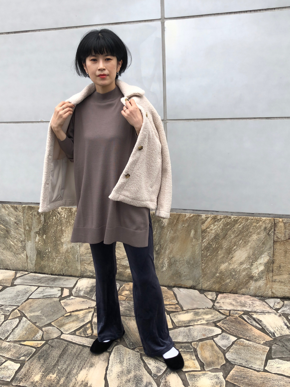 コットンギャザーロングシャツワンピース（長袖）、エクストラファイン