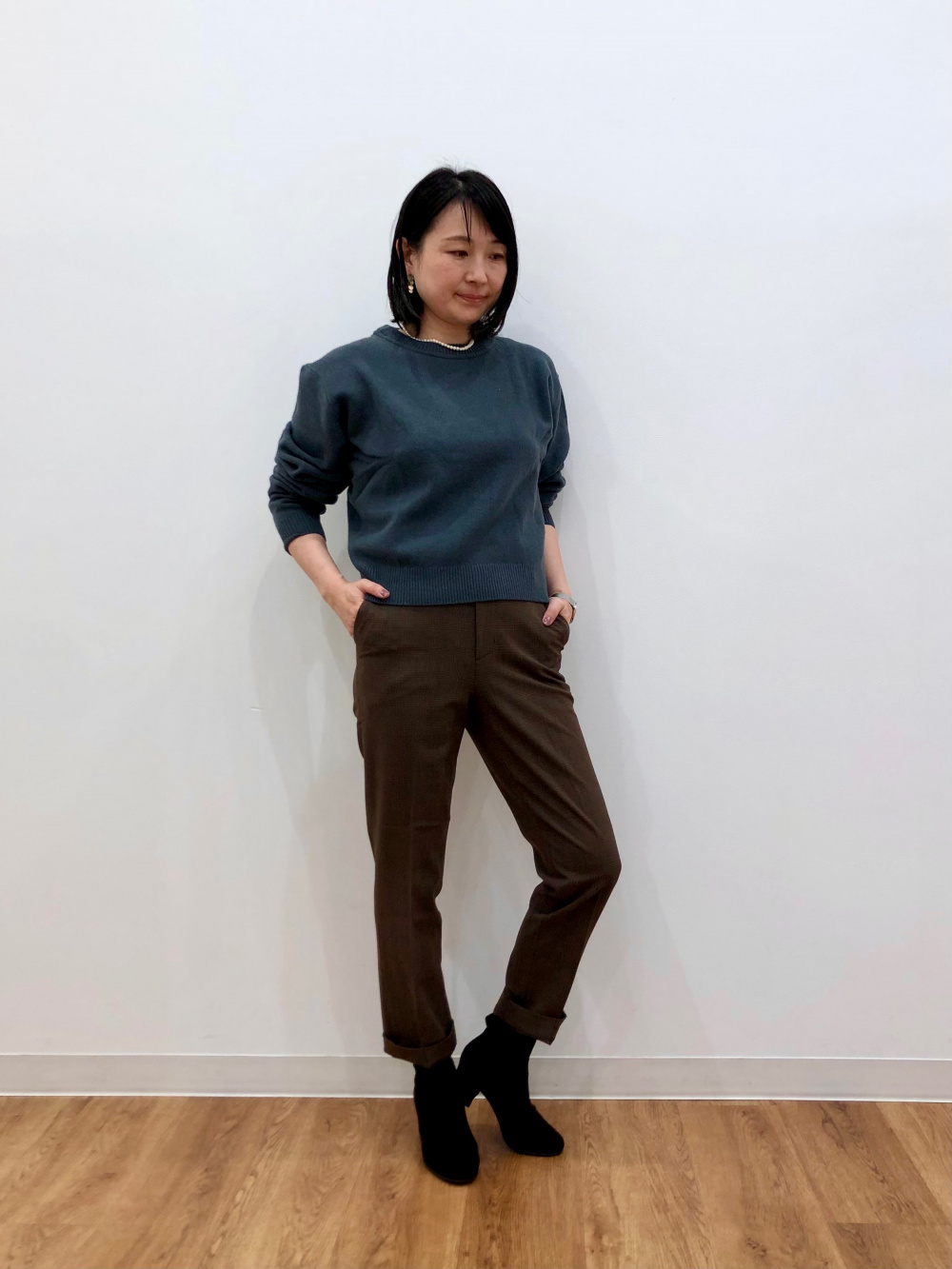 コーデュロイ ジャケット、スマートアンクルパンツ（グレンチェック 