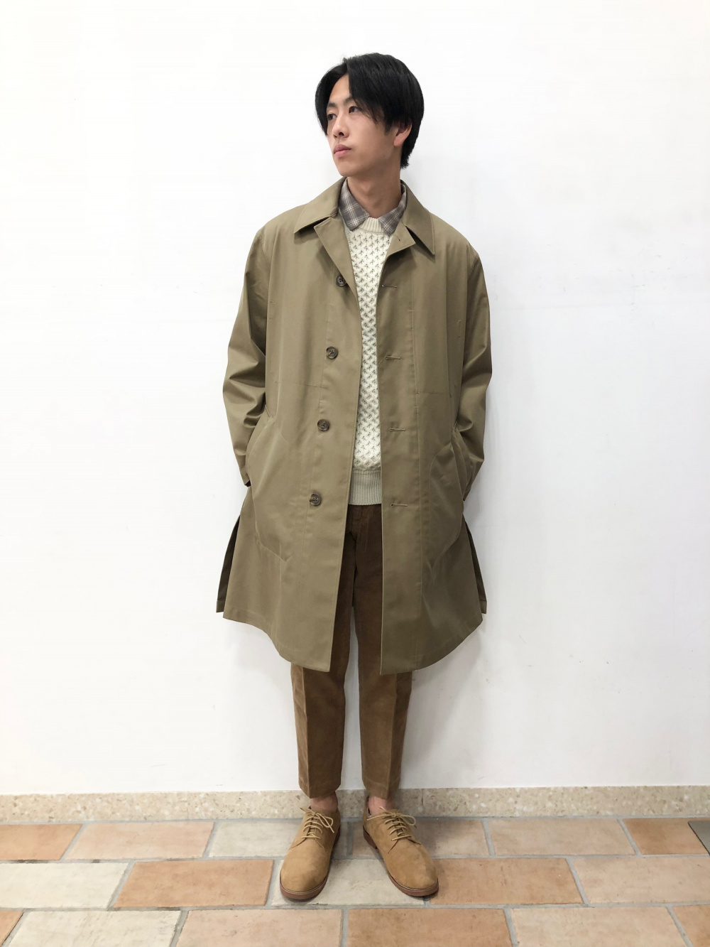 ライトフランネルチェックシャツ 長袖 ウールカシミヤチェスターコート の着用コーディネート ユニクロ