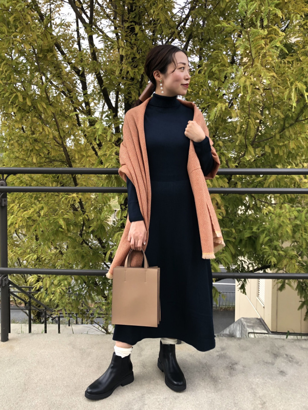 3Dエクストラファインメリノリブワンピース（長袖・標準丈・110.5