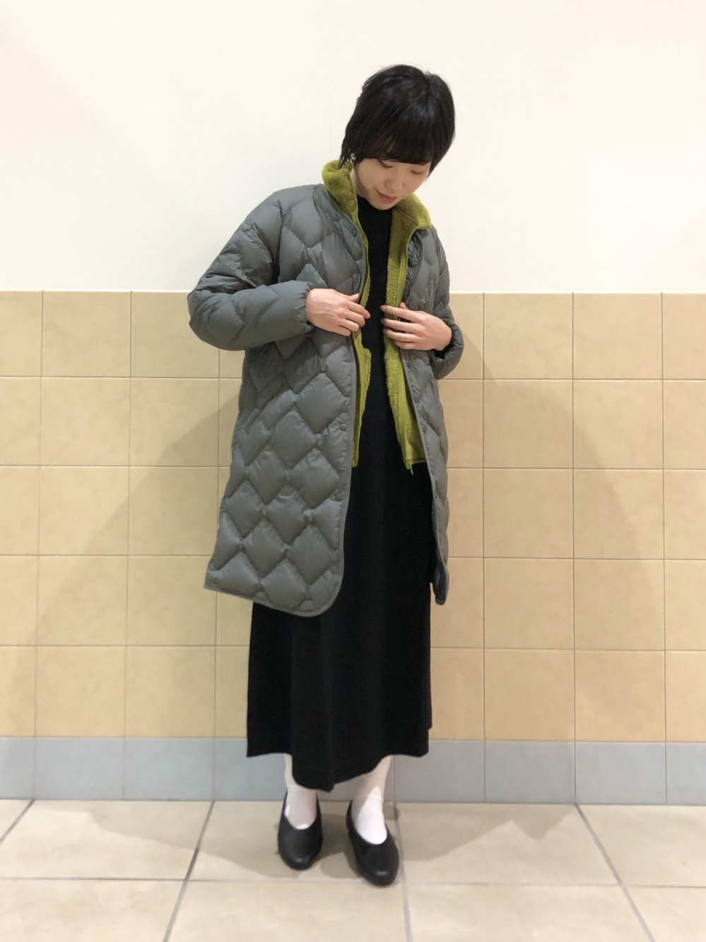 メリノブレンドAラインワンピース(長袖)」の着用 メリノブレンドAラインワンピース(長袖)」の着用