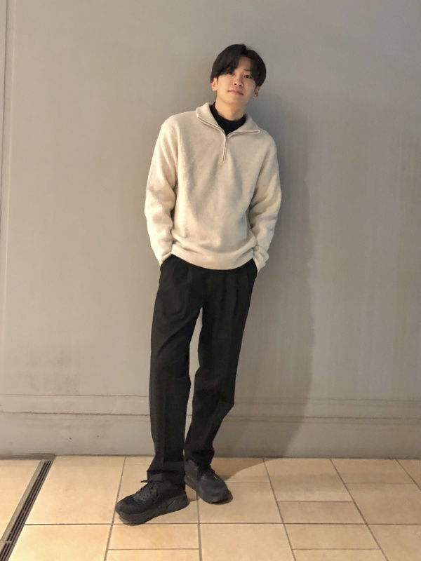 セーターユニクロ ハーフジップニット メンズ UNIQLO JW ANDERSON ユニクロ ジェイダブリューアンダーソン スフレヤーンハーフジップセーター メンズ トップス ニット・