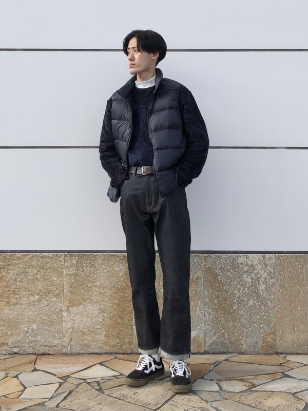 【UNIQLO×WM】ウルトラライトダウンオーバーサイズジャケット ブラック M モックネックプルオーバー（長袖）、ウルトラライトダウンオーバー