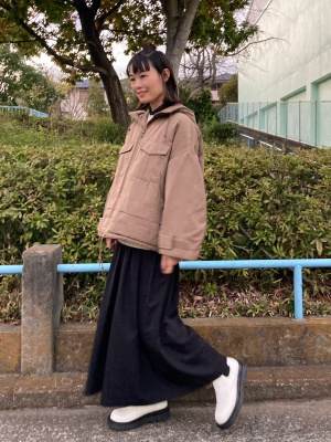 ロングスカート ランダムギャザーデザインスカート（膝丈/ミディ丈スカート
