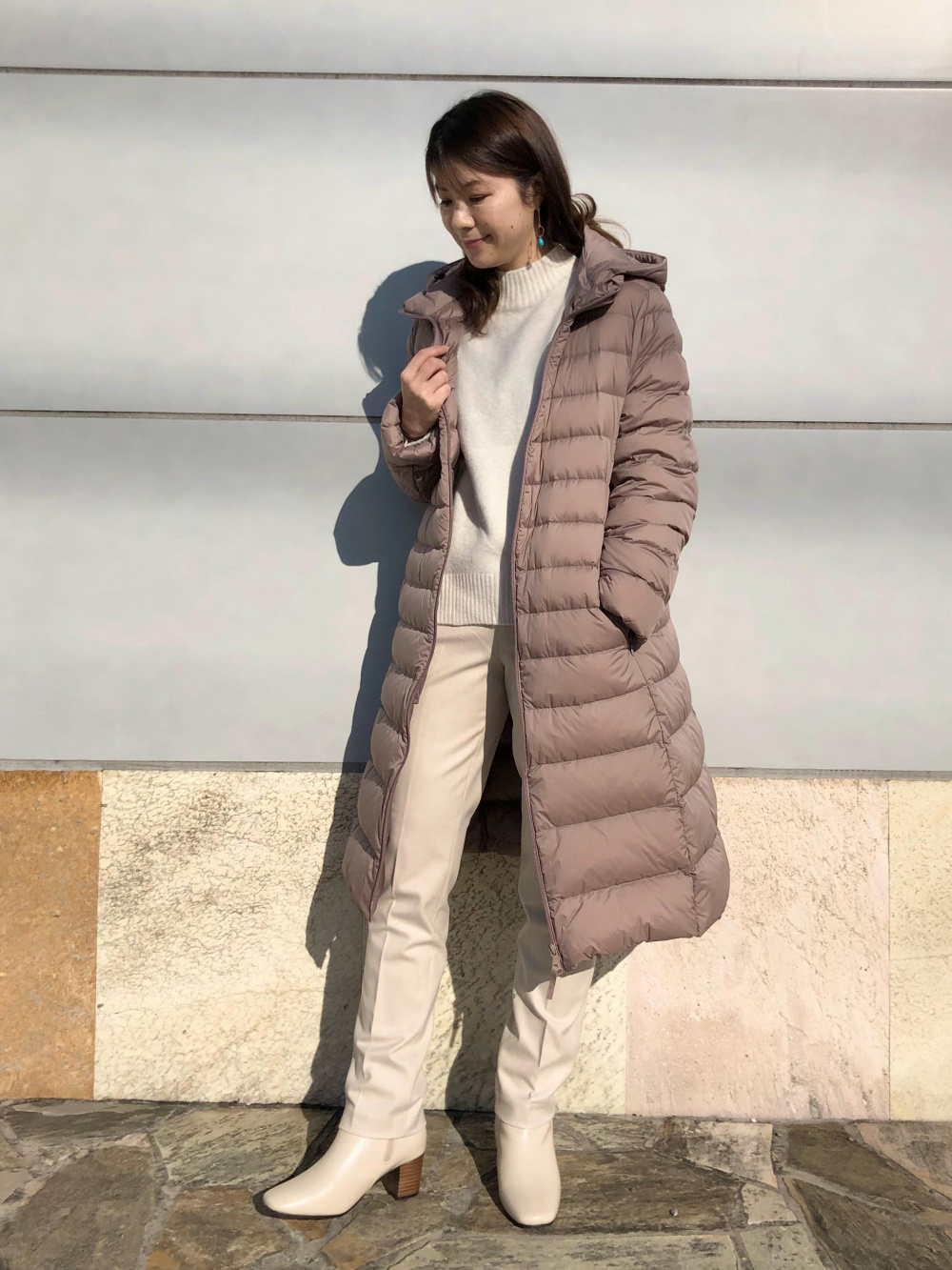 ウルトラライトダウンフーデットコート、スフレヤーンモックネック