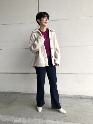 ユニクロ公式 | ボアフリースステンカラーショートコート