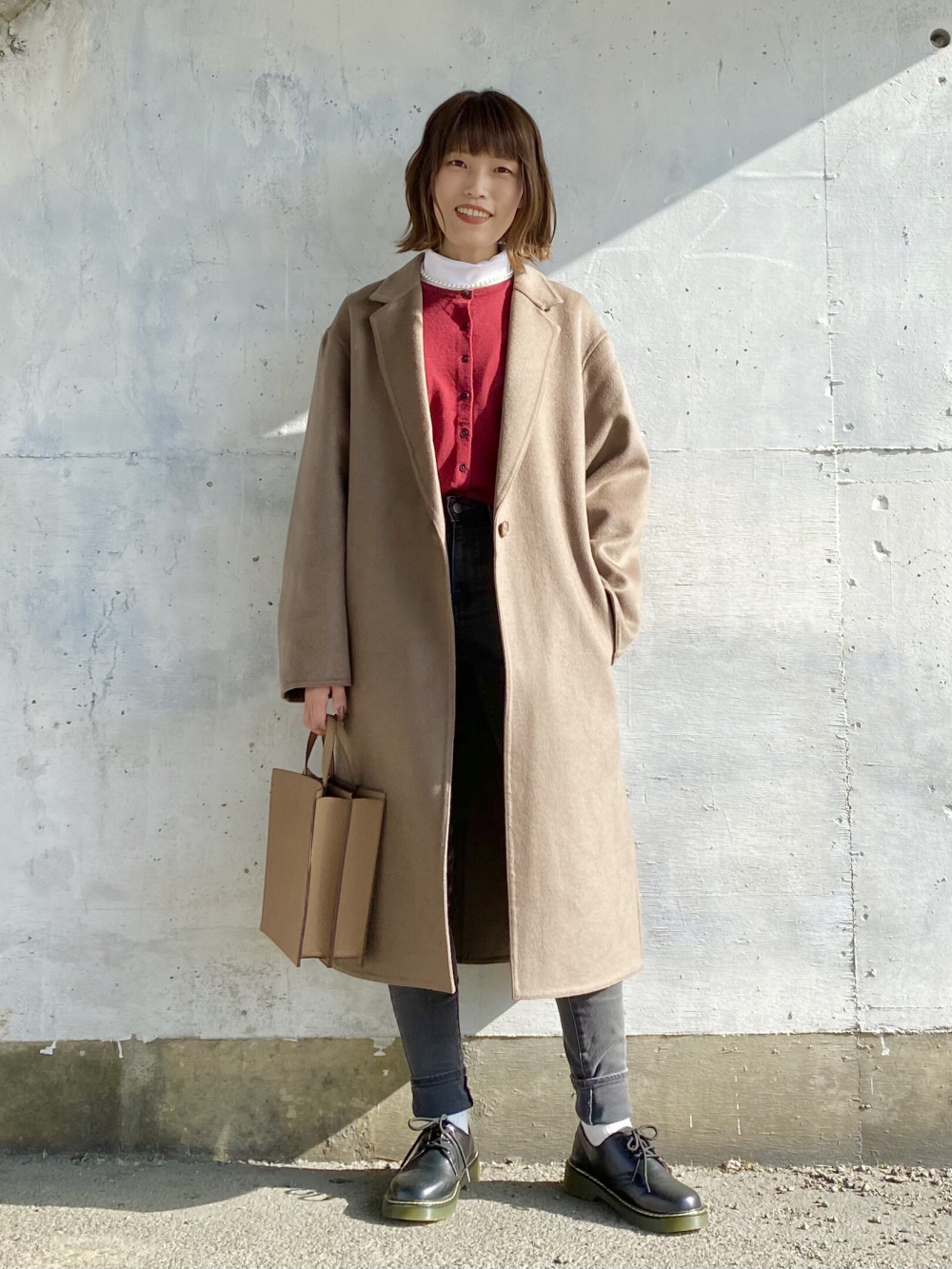 UNIQLO U ダブルフェイスコート チェスターコート Mサイズ ブラウン ユニクロ公式 | ダブルフェイスチェスターロングコート