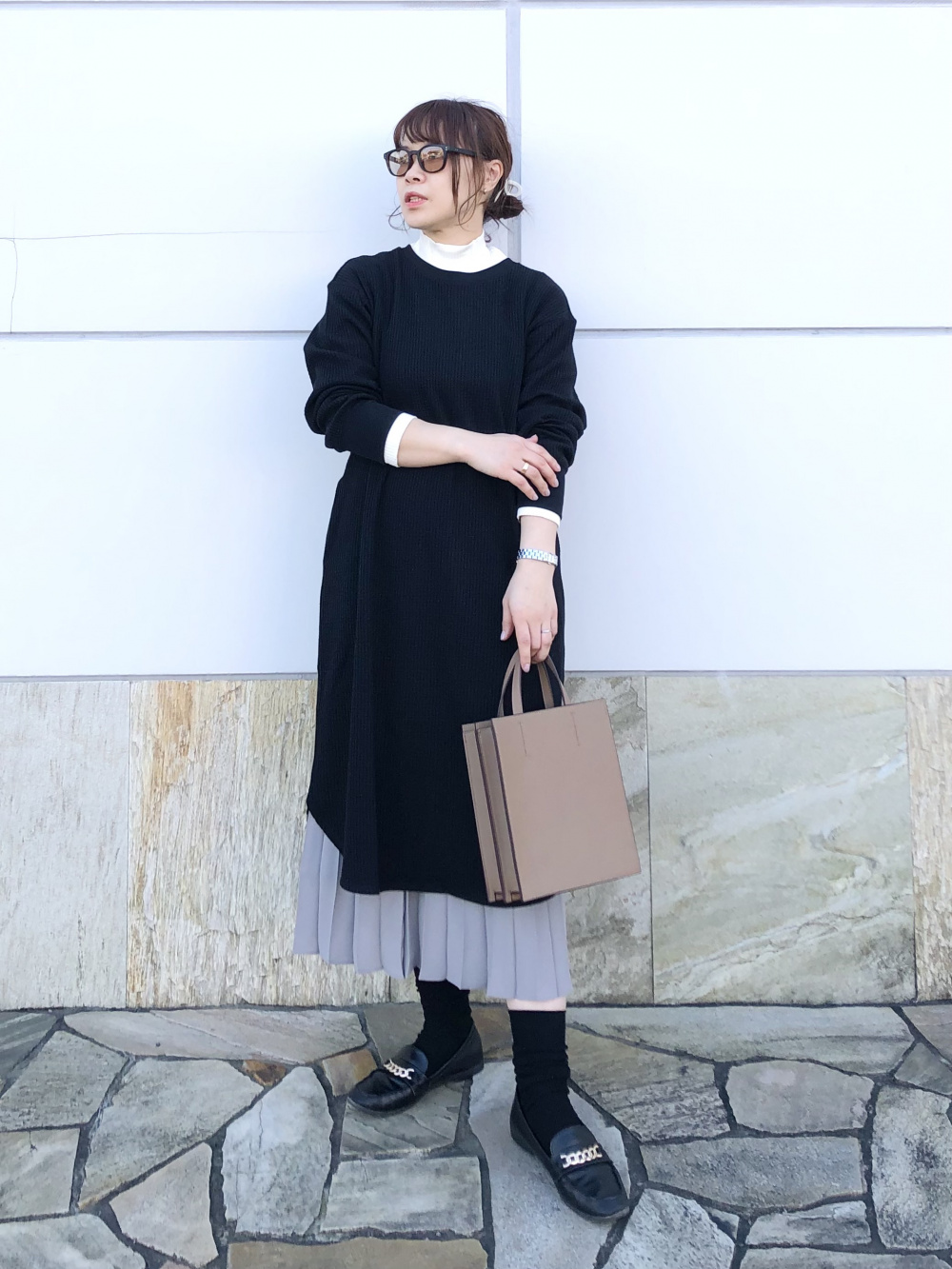 リブハイネックT（長袖）」の着用コーディネート| ユニクロ公式 