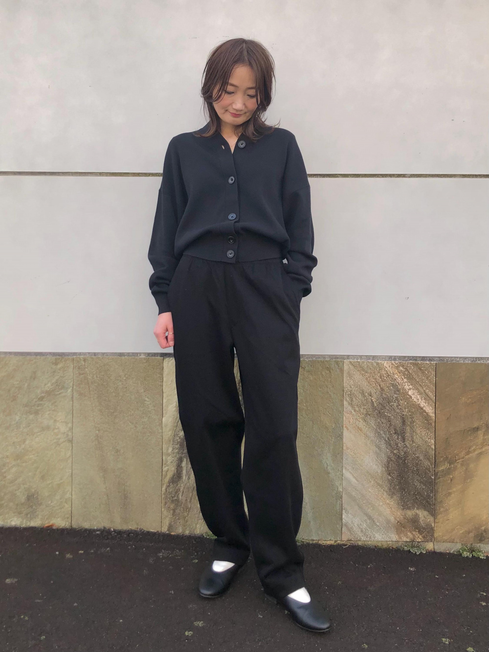 フレンチリブカーディガン、フレンチリブパンツ」の着用コーディネート 