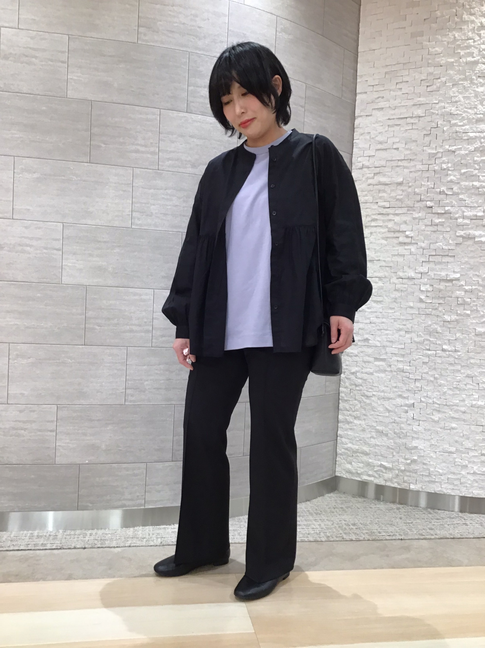 コットンギャザーロングシャツワンピース（長袖）、リネン