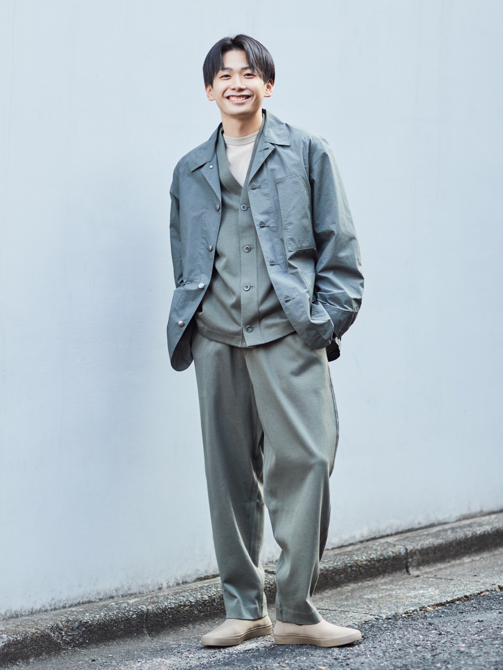 UNIQLO フレンチリブカーディガン　セットアップ フレンチリブカーディガン」の着用コーディネート| ユニクロ公式