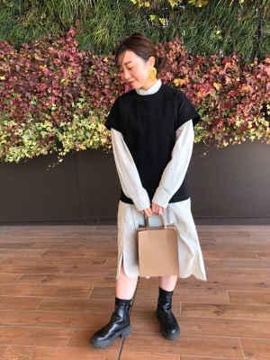極美品 ファーファー リブコンビワンピース ストライプ ザラ