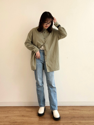 ユニクロ公式 | スタンドカラーロングシャツ（長袖）
