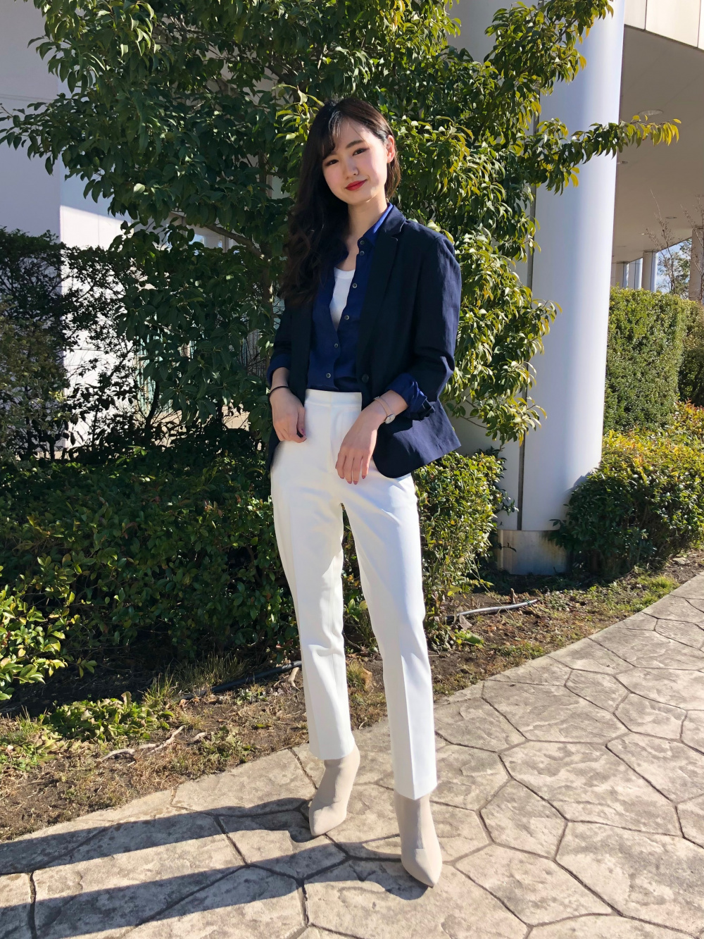 リブタンクトップ リネンブレンドジャケット セットアップ可能 の着用コーディネート ユニクロ