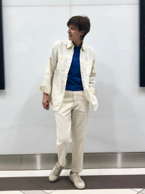 シャツ 長袖 ダブル前ポケット シンプル オーバーサイズ 無地 ユニクロ公式 | ダブルポケットオーバーサイズシャツ（長袖）
