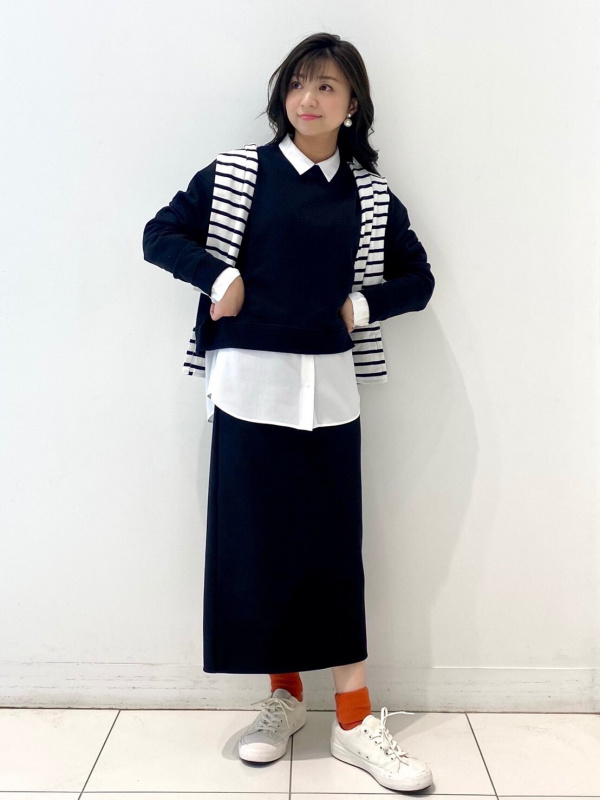 ユニクロ公式 ストレッチダブルフェイスナロースカート（丈標準80～84cm）