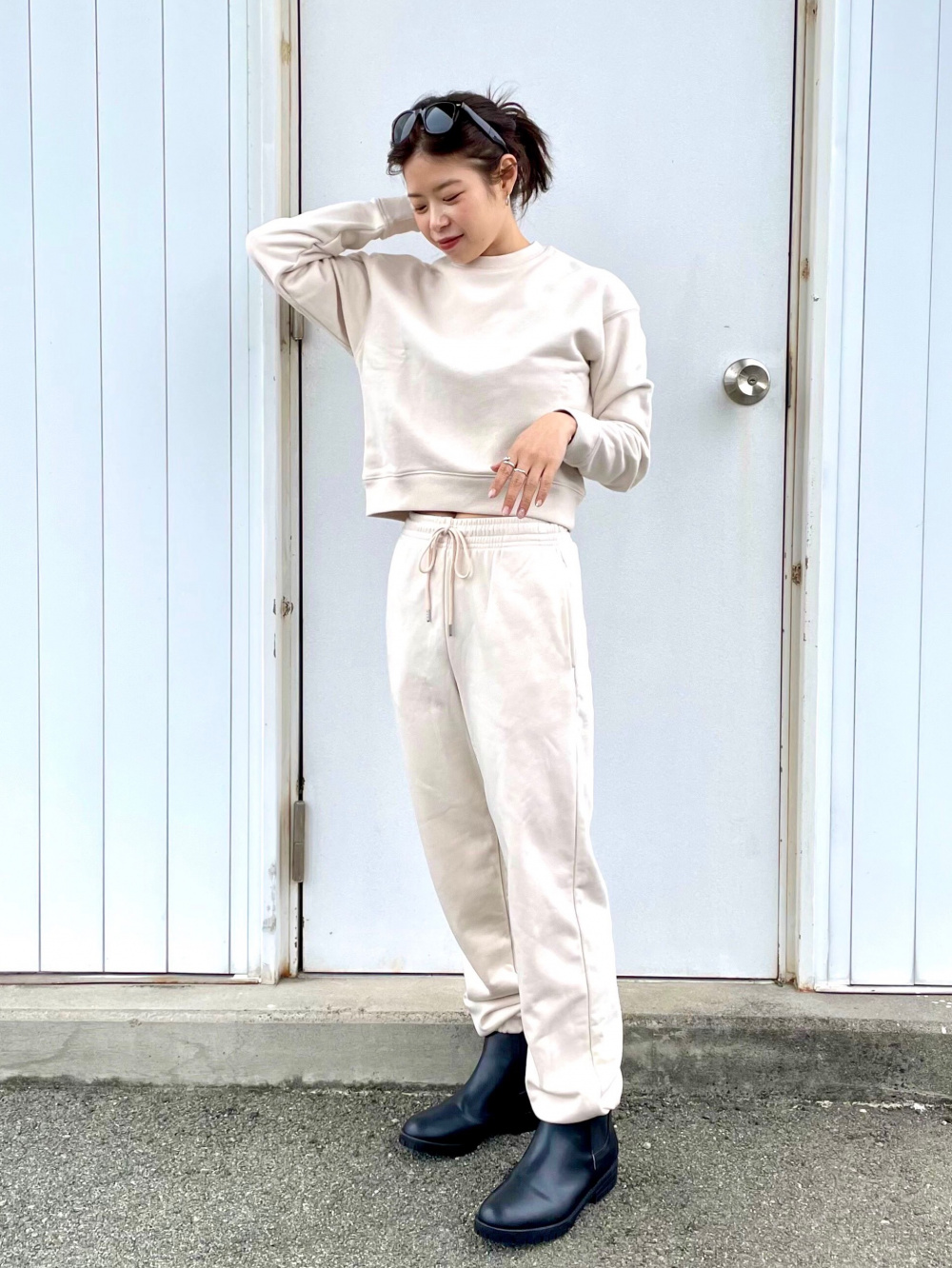 スウェットパンツ（丈標準66～68cm） セットアップ可能」の着用