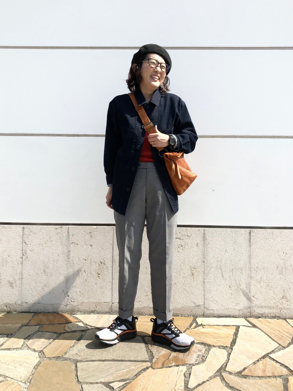 リブタンクトップ デニムワークジャケット セットアップ可能 の着用コーディネート ユニクロ