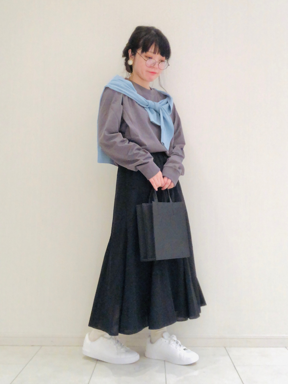 ストレッチダブルフェイスナロースカート（丈短め75～79cm