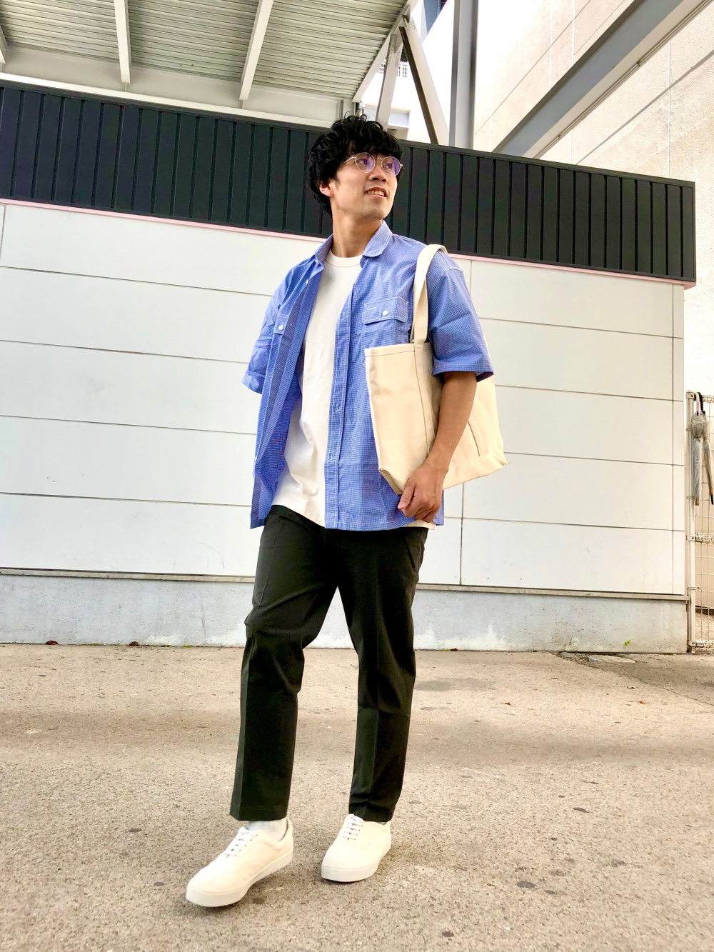 クルーネックtシャツ 半袖 スマートアンクルパンツ2wayストレッチ コットン 丈標準64 5 70 5cm の着用コーディネート ユニクロ