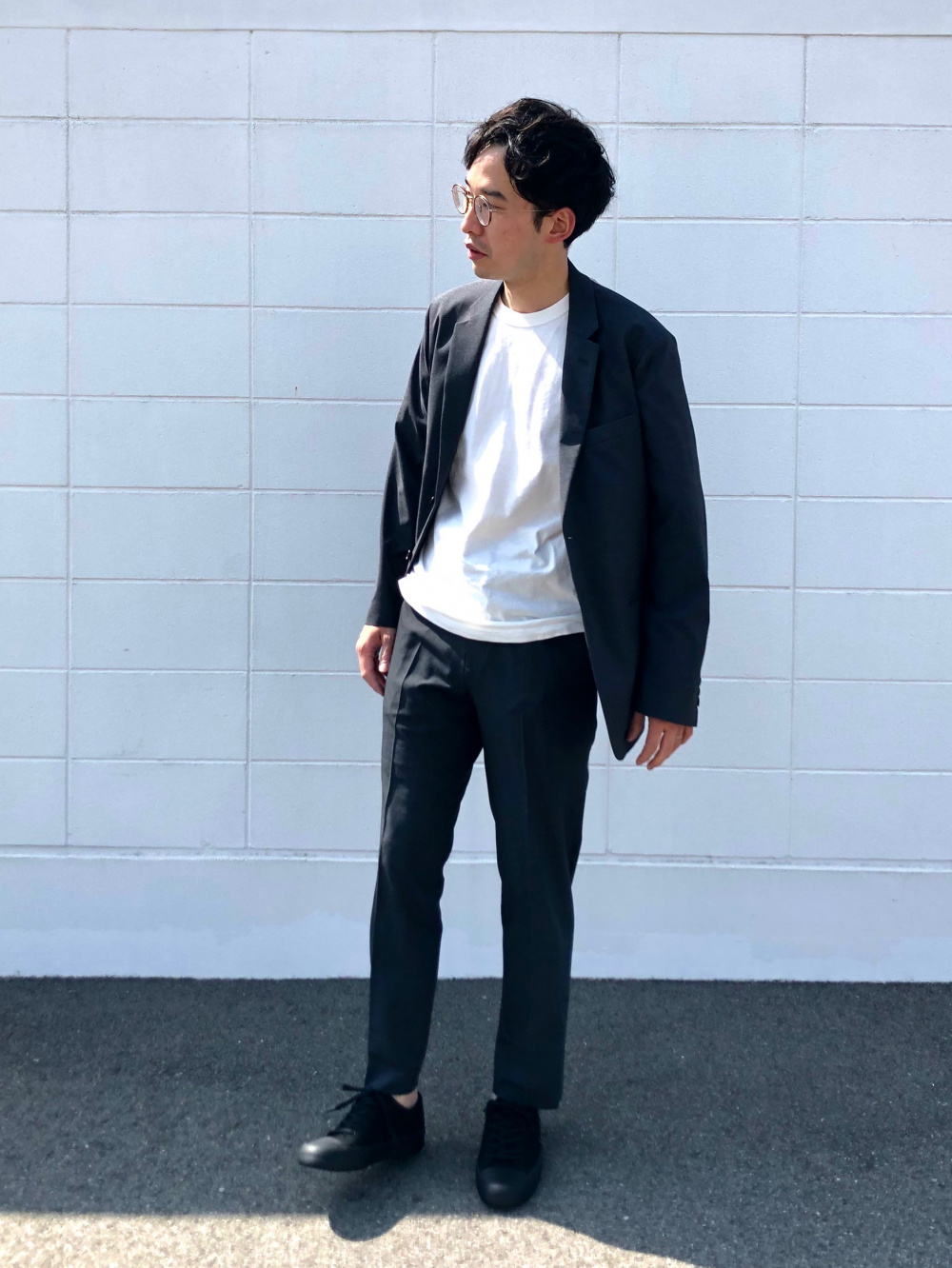 ユニクロ×セオリー 感動ジャケットパンツ セットアップ ネイビー
