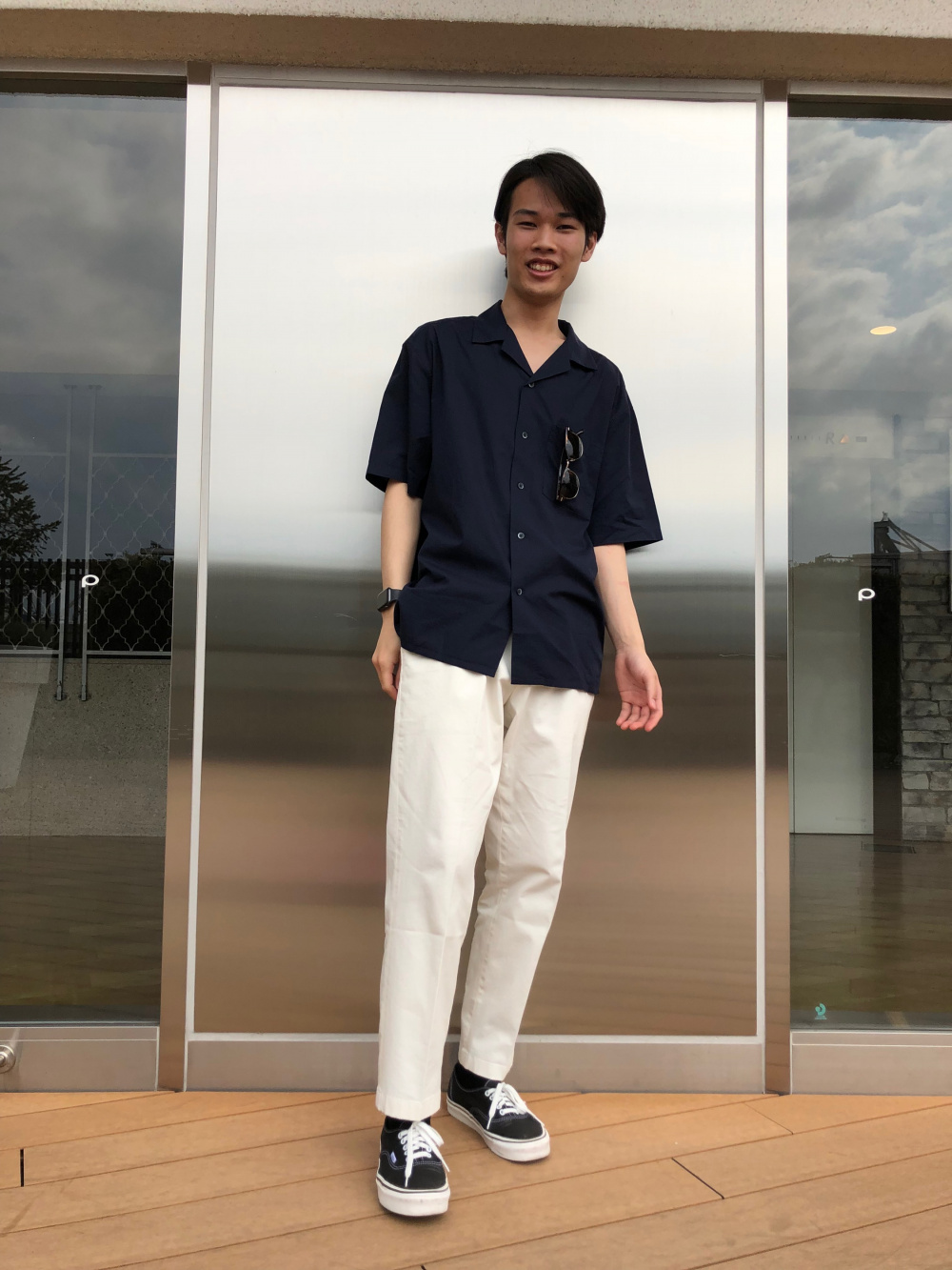 ラガーポロシャツ 半袖 スマートアンクルパンツ2wayストレッチ コットン 丈標準64 5 70 5cm の着用コーディネート ユニクロ