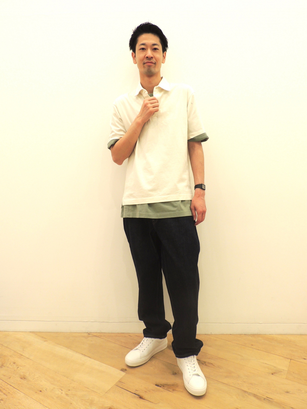 ラガーポロシャツ 半袖 スマートアンクルパンツ2wayストレッチ コットン 丈標準64 5 70 5cm の着用コーディネート ユニクロ