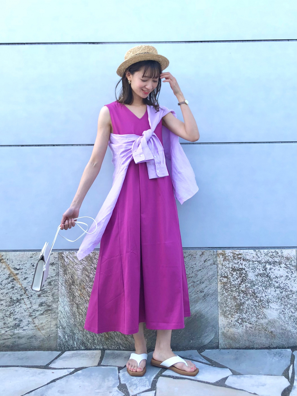 マーセライズコットンaラインワンピース ノースリーブ 標準丈 1 131cm エアリズムuvカットメッシュパーカ リラックス 長袖 の着用コーディネート ユニクロ