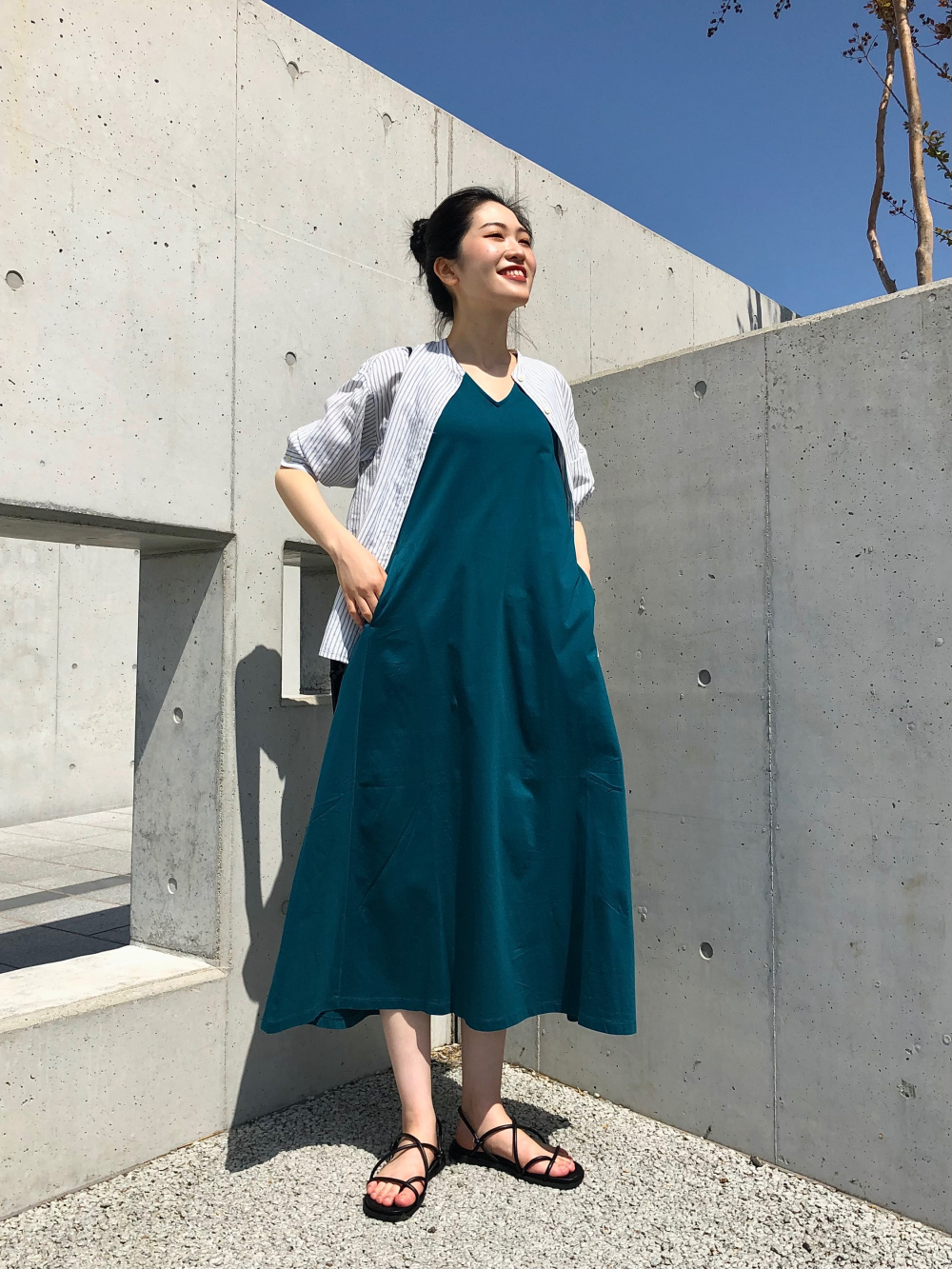 女の子向けプレゼント集結 Aライン 泊まる 7分袖 ロングワンピース ワンピース