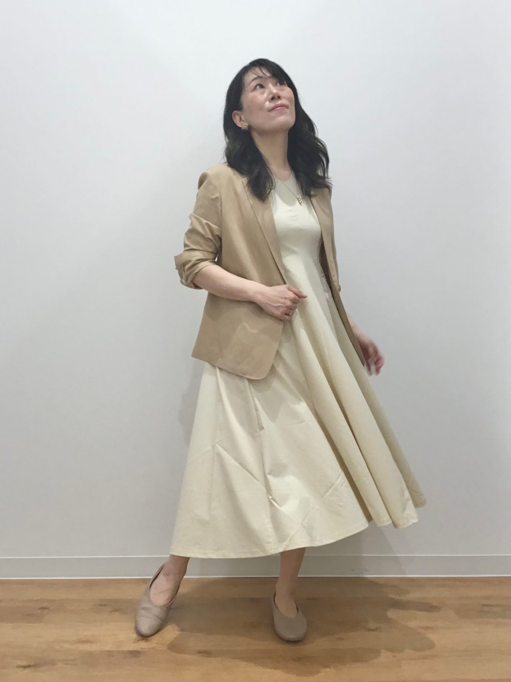 ウルトラストレッチフレアロングワンピース ナチュラル ayakonbu / UNIQLO(ユニクロ)の「ウルトラストレッチフレア