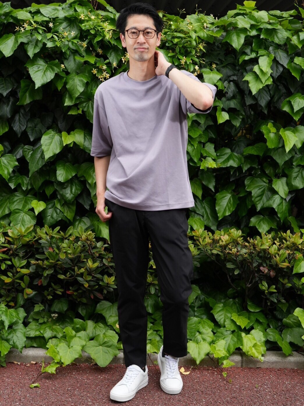 スムースコットンポロシャツ（半袖）、感動イージーパンツ （丈標準72～78cm）」の着用コーディネート| ユニクロ